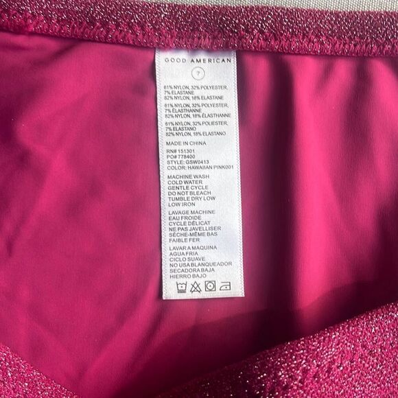 Good American 7 4X Plus Classic Bikini Swim Bottoms Hawaiian Pink Metallic NWT - Picture 5 of 7